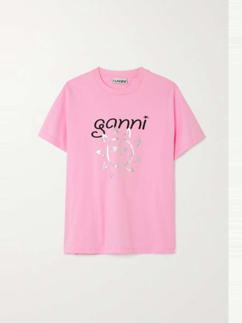 GANNI Printed organic cotton-jersey T-Shirt