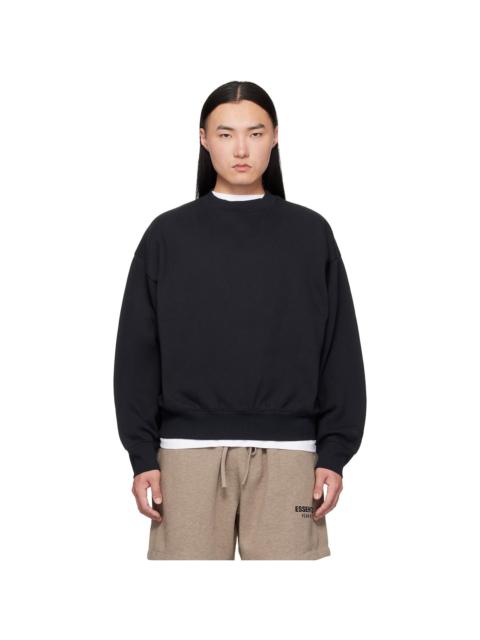 ESSENTIALS Black Classic Crewneck Sweatshirt