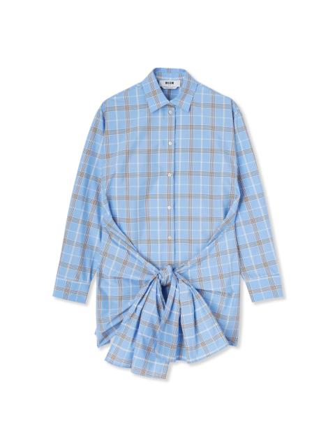 MSGM Poplin check dress with knot