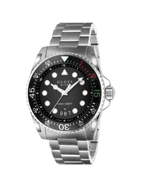 45mm Gucci Dive Stainless Steel Bracelet Watch