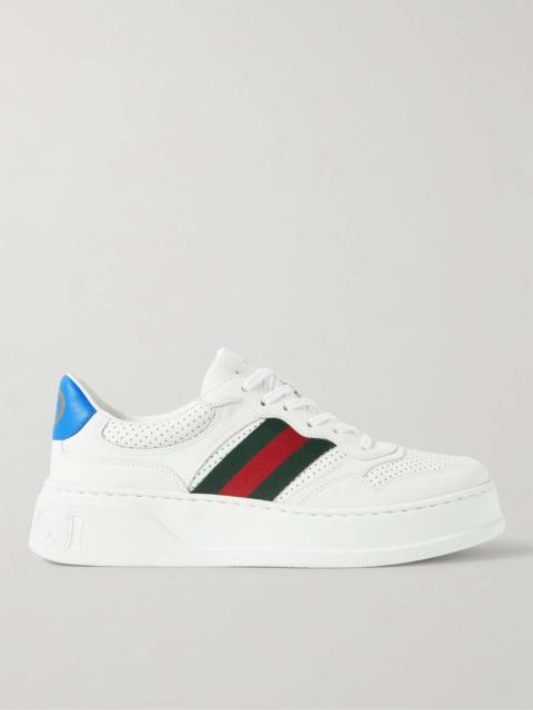 GUCCI Webbing-Trimmed Leather Sneakers