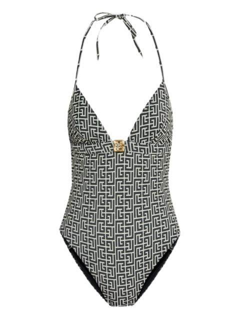 Balmain monogram-pattern swimsuit