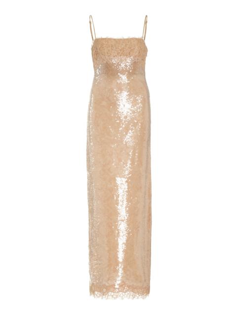 SIMKHAI Valentina Sequined Midi Dress neutral
