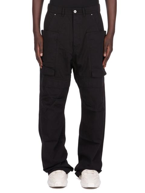 Rick Owens DRKSHDW Stefan Wide-Leg Cotton-Twill Cargo Trousers Black