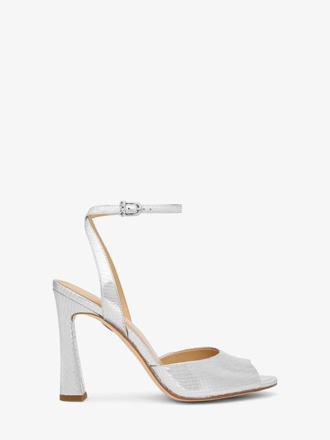 MICHAEL KORS Rosie Metallic Snake Embossed Leather Sandal