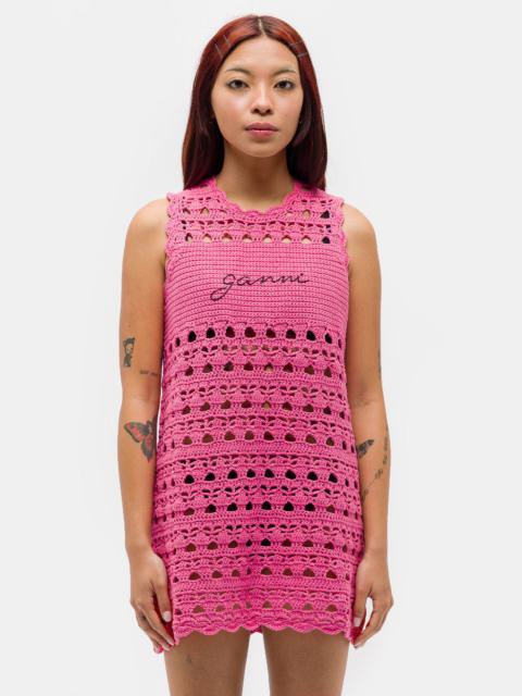 Crochet Cover Up Tunic in Shocking Pink