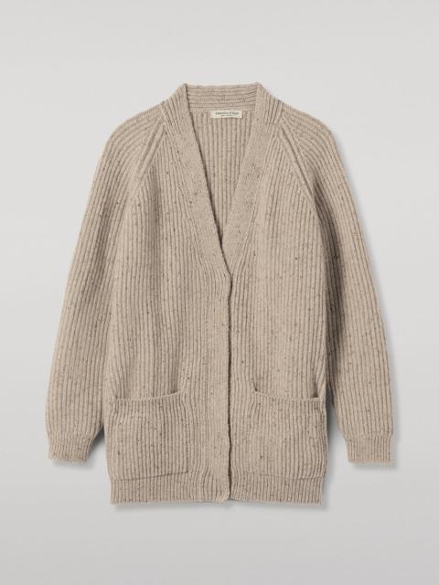 Johnstons of Elgin Norah Ribbed Natural Donegal Cashmere Cardigan
