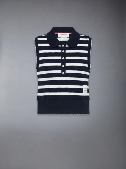 Thom Browne STRIPED SCALLOP EDGE SLEEVELESS POLO