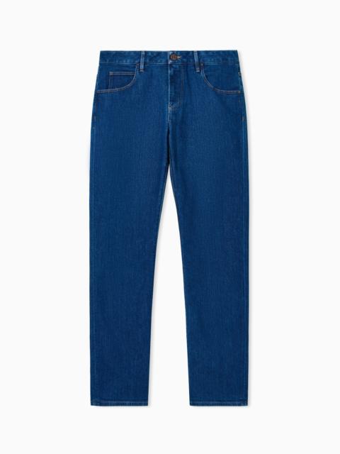 GIORGIO ARMANI Five-pocket, slim-fit, stretch cotton-denim trousers