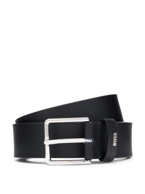 BOSS STRUCTURED-LEATHER BELT WITH LOGO KEEPER