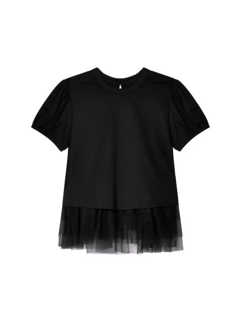 tulle-layer cotton blouse