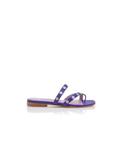 Manolo Blahnik Purple Nappa Leather Flat Sandals