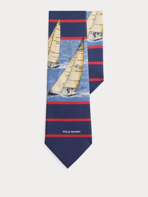 Polo Ralph Lauren Striped Sailboat-Print Silk Tie