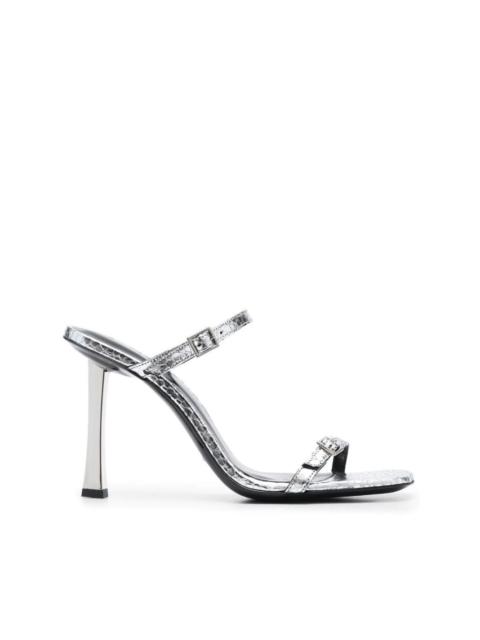 BY FAR Flick 90mm metallic leather sandals