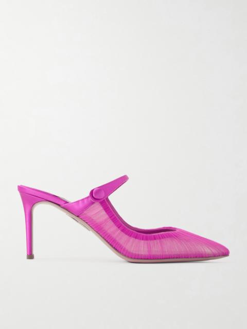 AQUAZZURA Voile 75 Satin-trimmed Tulle Mules