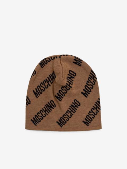 Moschino logo-print beanie hat