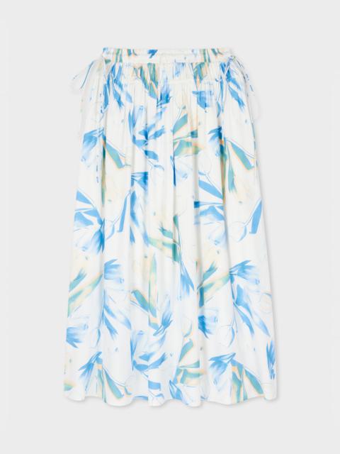 Women's Blue 'Tulip' Cotton-Silk Blend Skirt