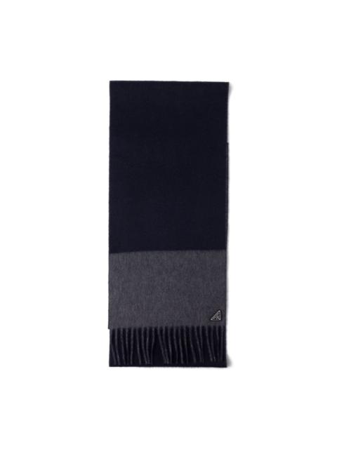 Prada triangle-logo fringe scarf
