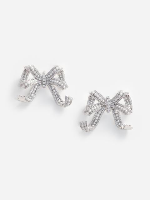 self-portrait Pearl Crystal Bow Earrings