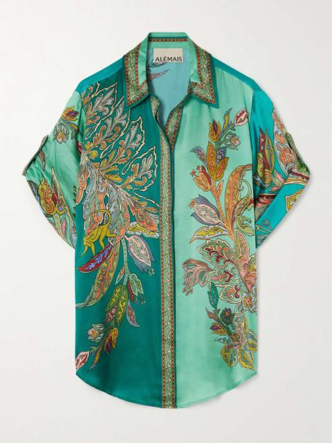 ALÉMAIS Franca oversized printed silk-satin shirt