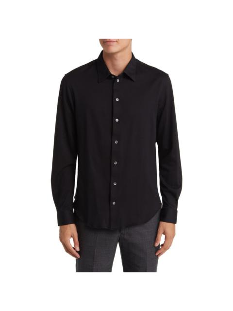 Emporio Armani Cotton Button-Up Sport Shirt in Black at Nordstrom