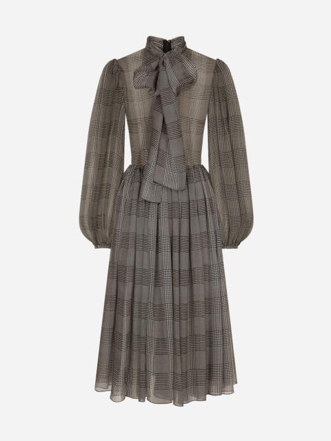 Dolce & Gabbana Silk chiffon dress with glen plaid print
