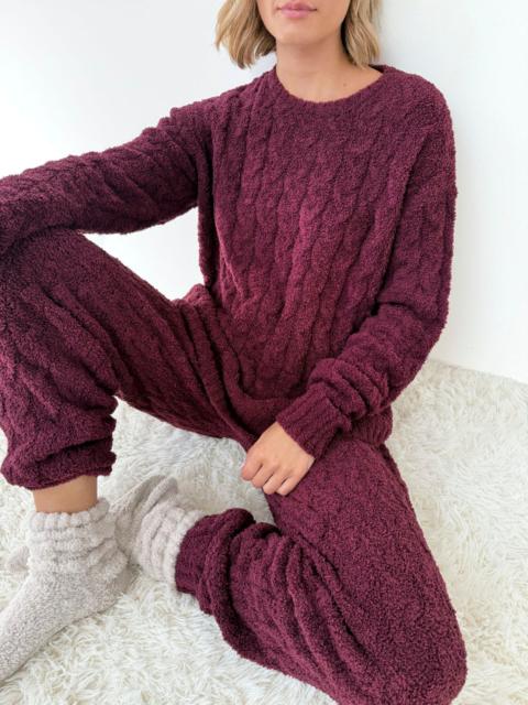 Splendid Merlot Fuzzy Cable Knit Sweater PJ Set