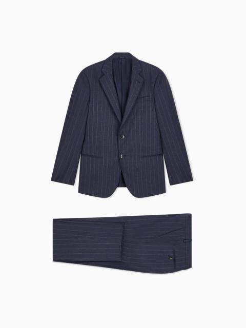 GIORGIO ARMANI SLIM-FIT SINGLE-BREASTED SUIT IN PINSTRIPE FLANNEL SOHO