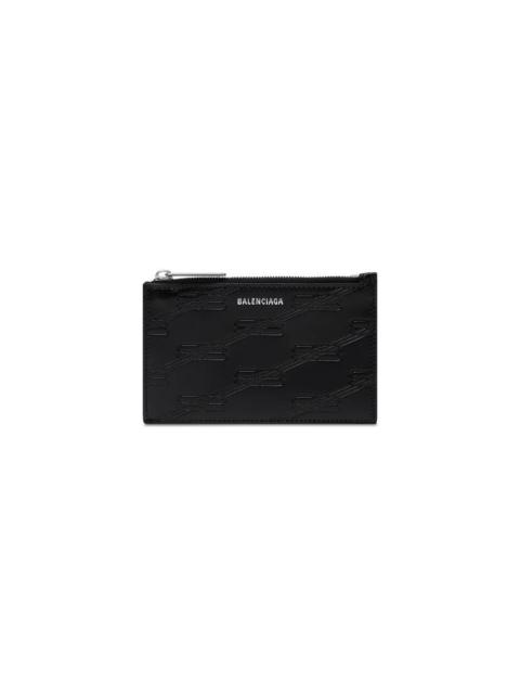 BALENCIAGA Men's Embossed Monogram Long Coin And Card Holder In Box in Black