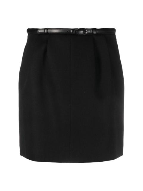 belted tailored wool skirt