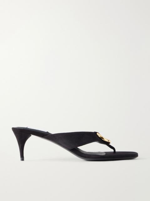 Alaïa Infra 55 embellished suede thong sandals Black