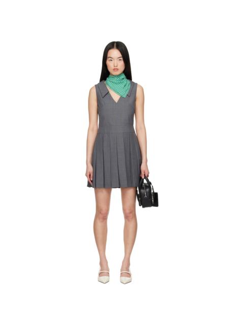 SHUSHU/TONG Gray Lapel Pleated Minidress