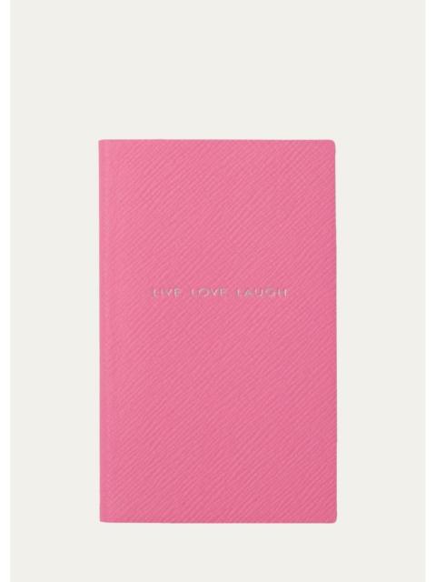 Smythson "Live, Love, Laugh" Panama Leather Notebook, Flamingo