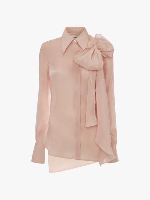 Victoria Beckham Tie Neck Blouse in Ballet Pink
