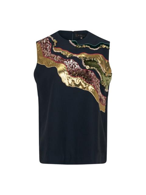 BIYAN Embellished Gabardine Sleeveless Top