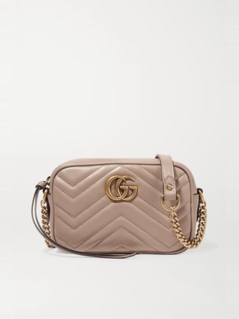 GUCCI GG Marmont Camera mini quilted leather shoulder bag Antique rose