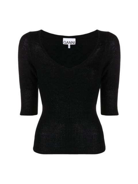 ribbed-knit merino wool top