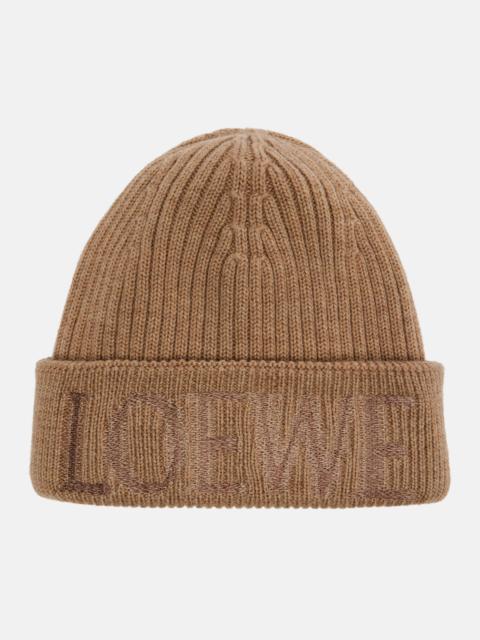 Loewe Logo embroidered ribbed-knit wool beanie