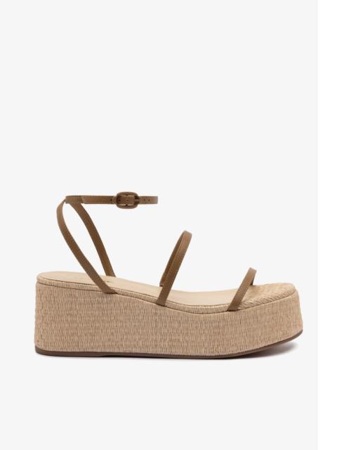 Gio Flatform Sandal In Natural Raffia and Hazelnut Trimming