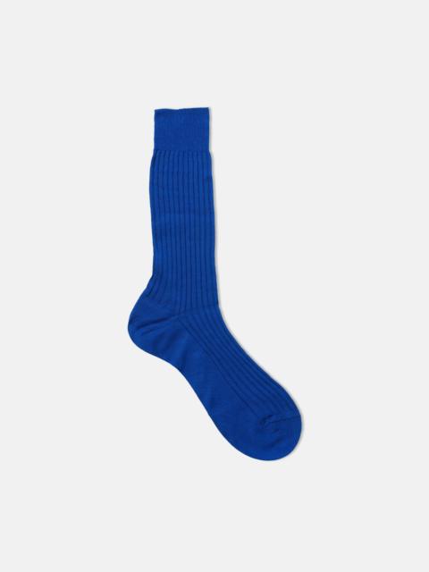 J. PRESS MADE-IN-ENGLAND ROYAL BLUE MID-CALF RIBBED COTTON SOCKS