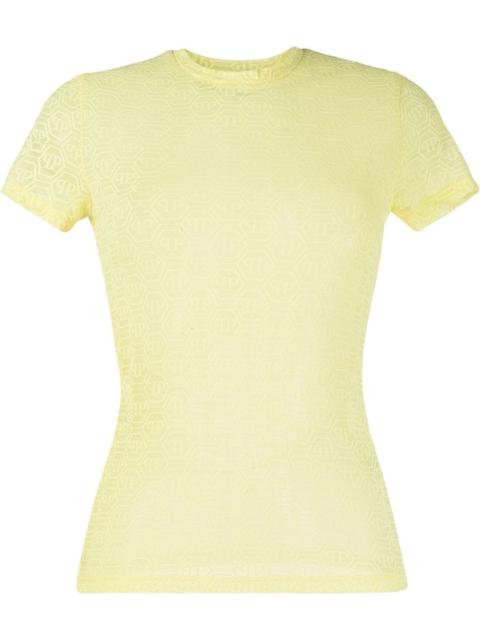 PHILIPP PLEIN monogram-pattern tulle T-shirt