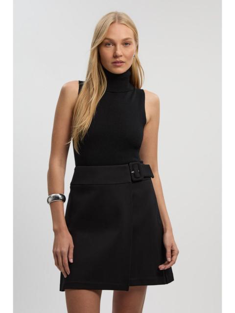 KAREN MILLEN Ponte Pleat Wrap Mini Skirt
