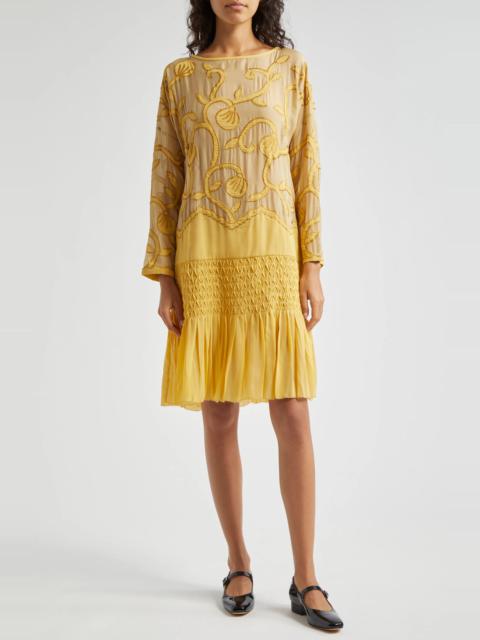 BODE Harlayne Appliqué Long Sleeve Dress