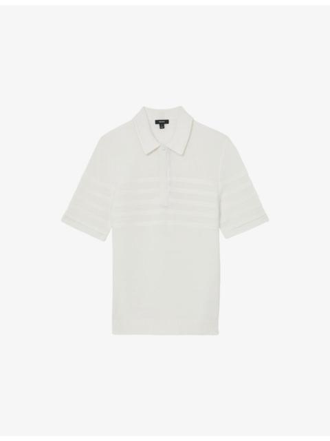 REISS Falklands Striped-Knit Cotton-Blend Polo Shirt