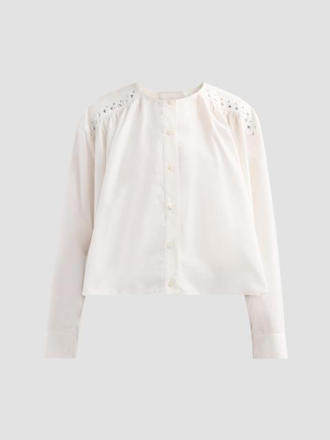 3.1 Phillip Lim Women's Studded Cotton Poplin Gathered Blouse - White