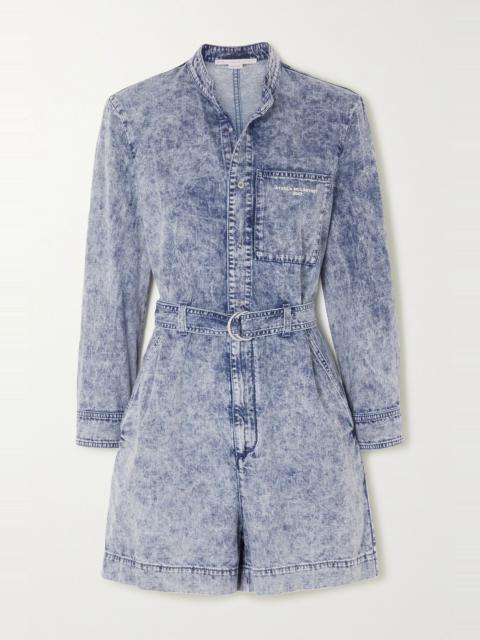 Stella McCartney Belted acid-wash denim playsuit