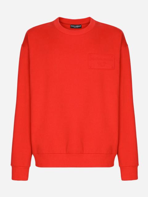 Jersey sweatshirt with embossed Dolce&Gabbana tag