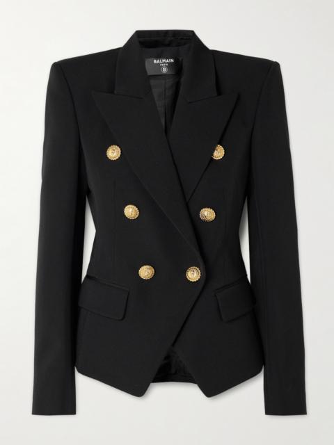 Balmain Double-breasted Grain De Poudre Wool Blazer
