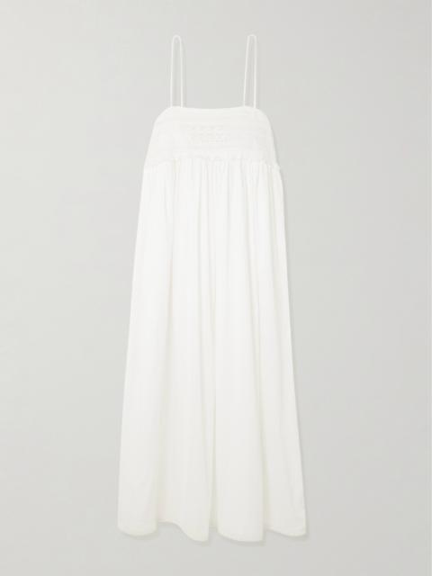 POSSE Danielle Lace-trimmed Cotton Midi Dress
