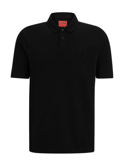 HUGO STACKED-LOGO-EMBOSSED POLO SHIRT IN COTTON PIQUÉ